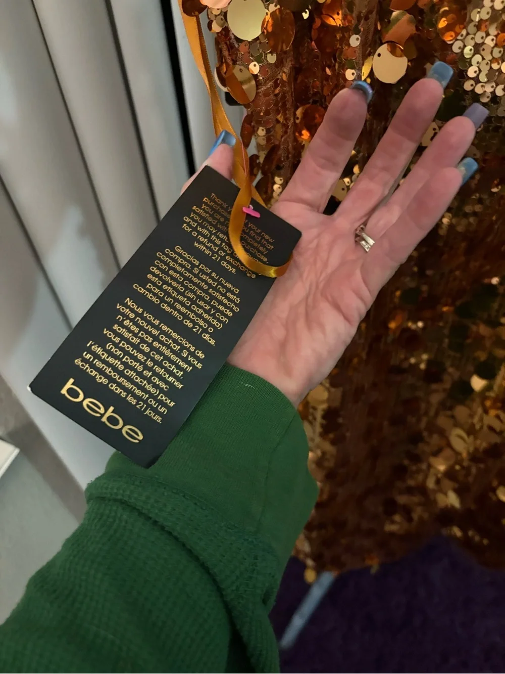bebe Gold Sequin Mini Dress - Picture 2 of 4